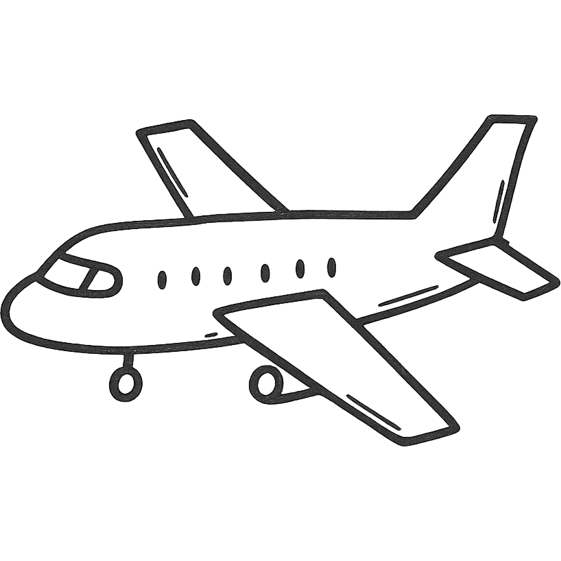 hand-drawn outlined airplane icon emoji