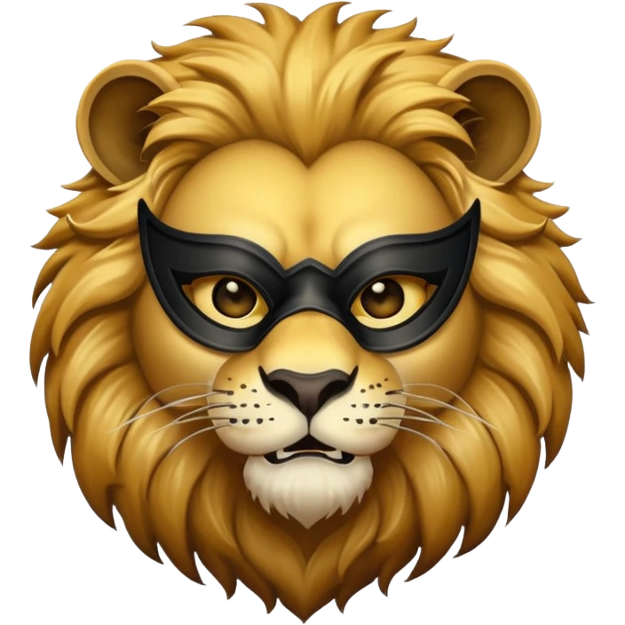Lion wearing black mask emoji