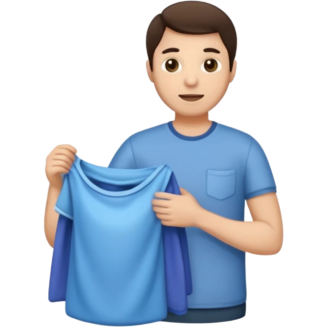 brunette man holding laundry emoji