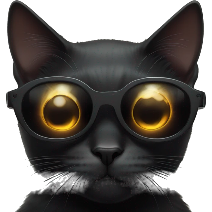 Black cat with cyberpunk sun glasses being adored by a human  emoji
