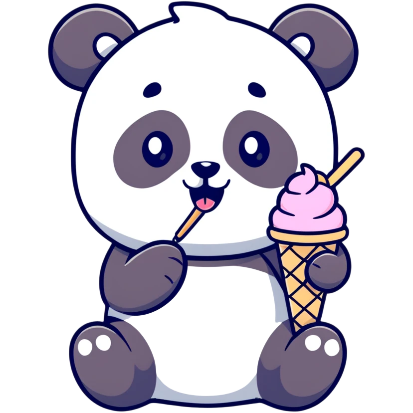 Panda eating ice cream emoji
