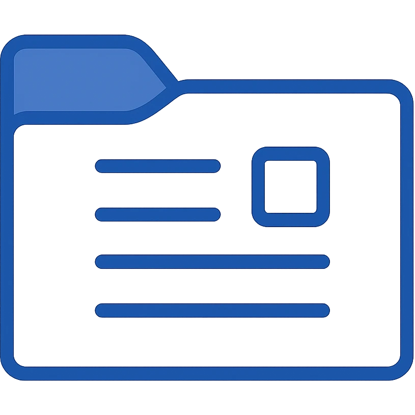 Recreate the documents folder icon in a very simple, flat color clip art style using three blue shades from the palette. Keep the layout and details of the original icon as closely as possible. Minimal design, no text, transparent background. emoji