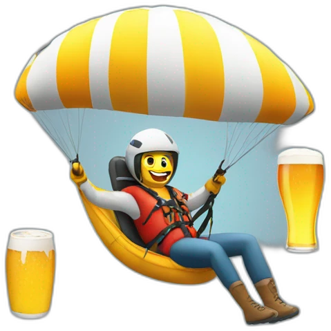 Paraglider with beer emoji