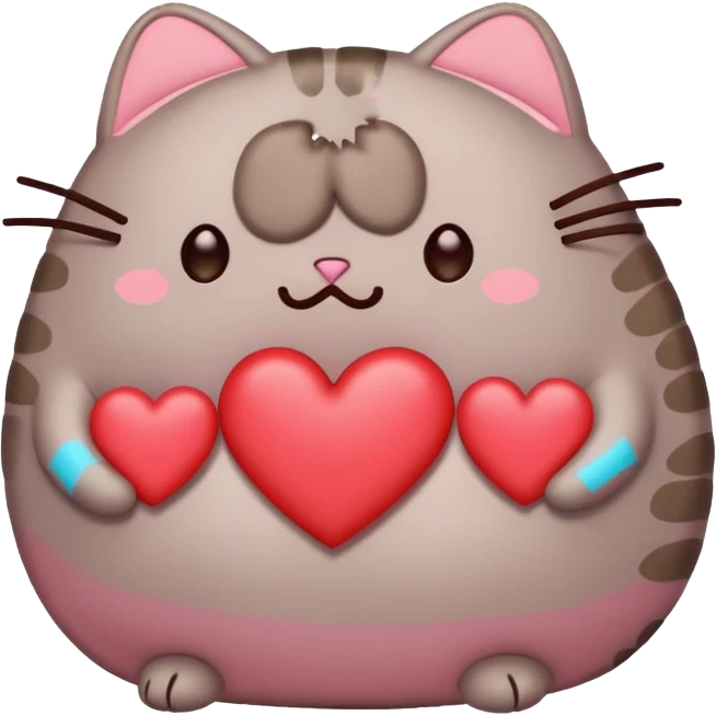 sad pusheen red heard emoji