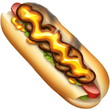 Sandwich sub in flames emoji