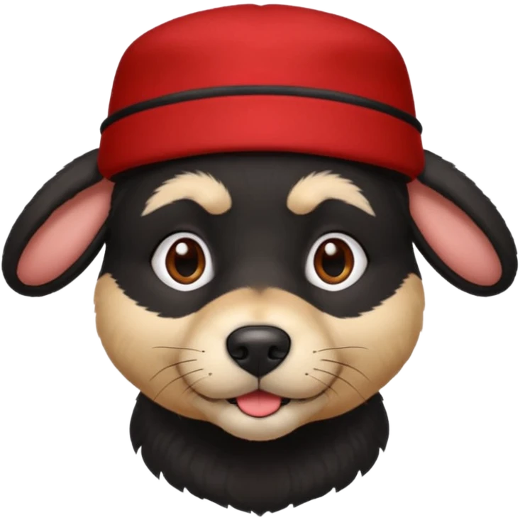 black suited old dog with red fes hat emoji