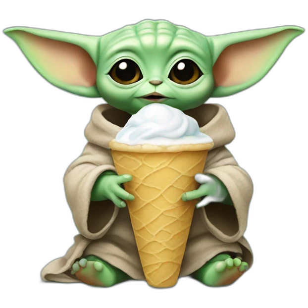 Baby yoda eating ice cream and drink emoji