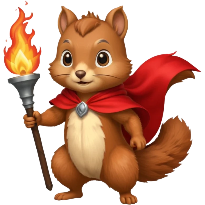 squirrel holding torch with red cape emoji