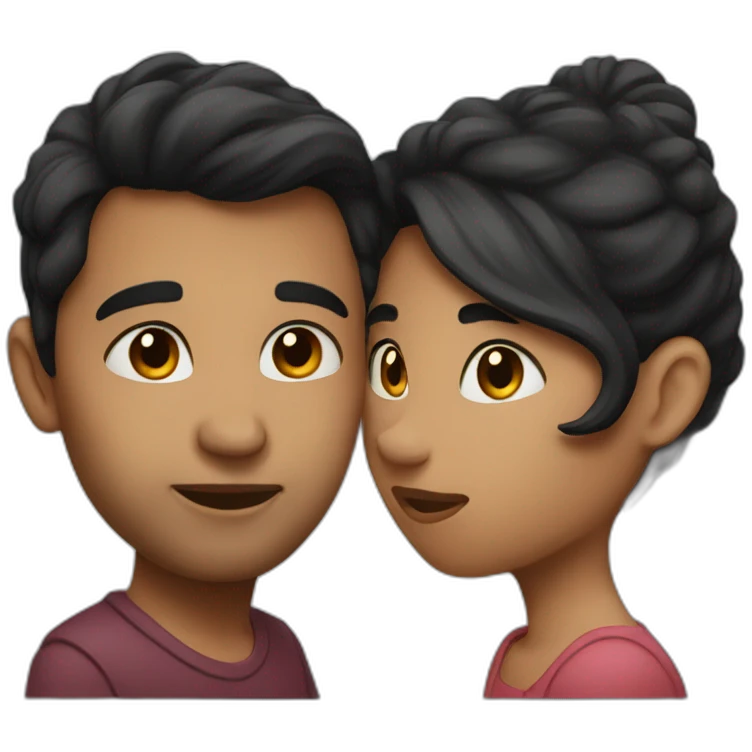 Kissing couple dark hair emoji