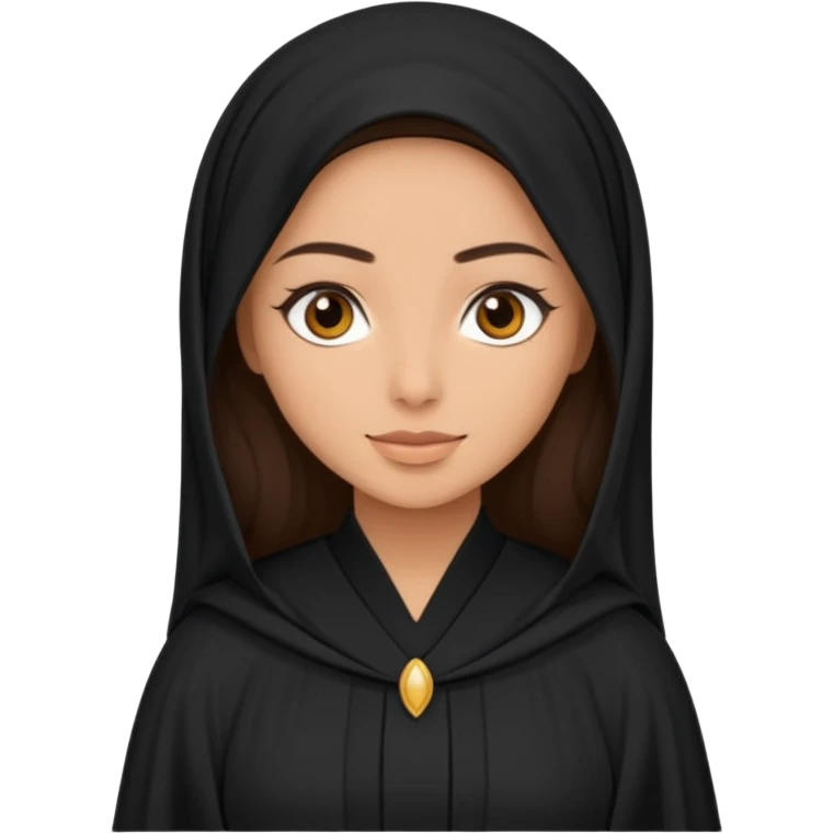 create an emoji of a girl wearing a shayla (شيله) and abaya, brunette girl (her hair shows ofc it is not a hijab) like more of a khaleeji shayla emoji