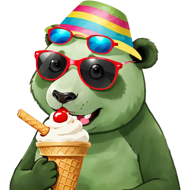 Panda eating ice cream emoji