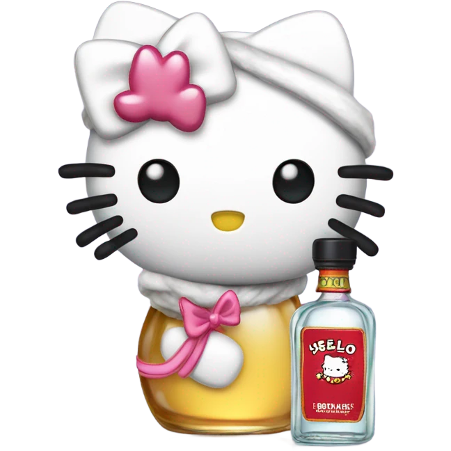 Hello kitty Crying with tequila hello kitty emoji