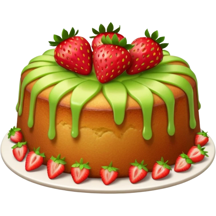 Strawberry poundcake with strawberries apple emoji  emoji