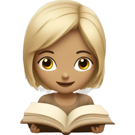 Girl reading a book. In beige tones  emoji