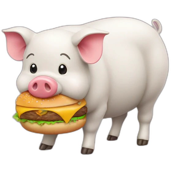 Un petit cochon qui mange un burger emoji