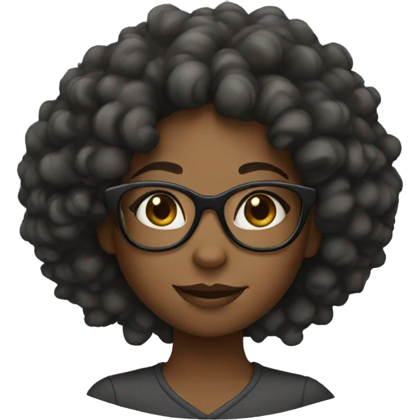 black girl with curly hair and glasses emoji