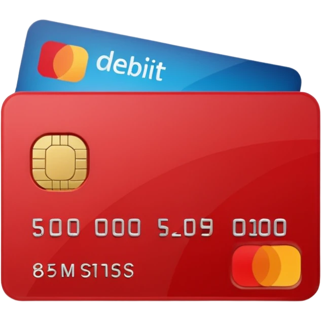 red debit card, modern, subtle shadow emoji