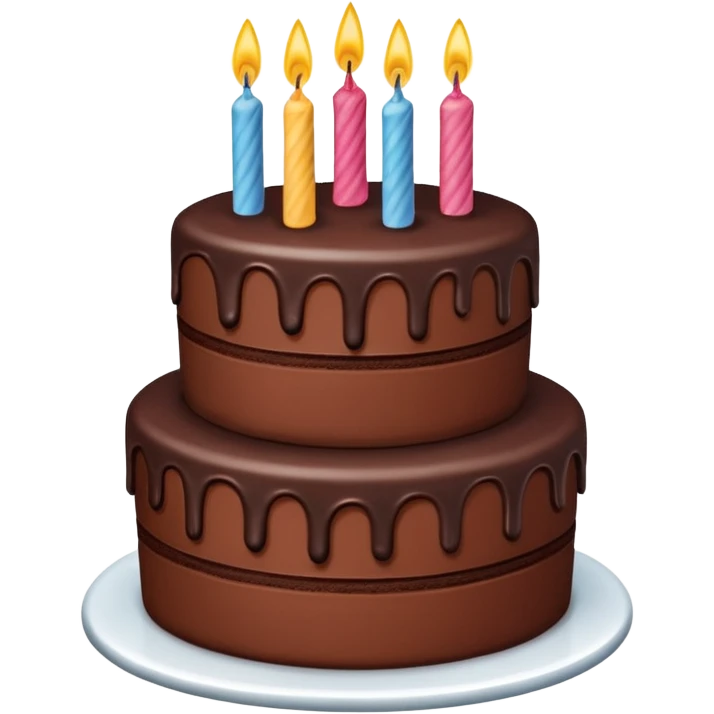 a big three-tiered chocolate birthday cake without candle emoji
