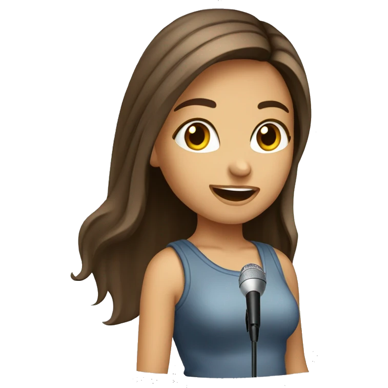 girl-with-brown-straight-hair-brown-eyes-holding microphone shirt emoji