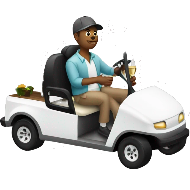 People in golf cart drinking wine emoji