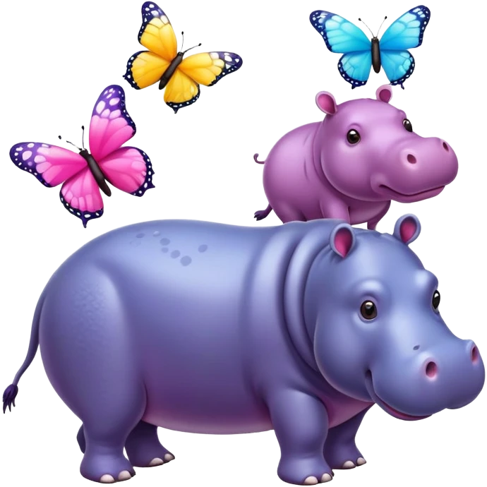 Butterflies and hippopotamus  emoji