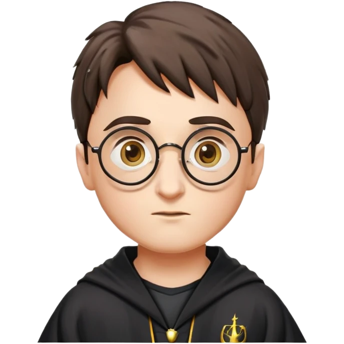 Harry Potter with round glasses, lightning scar, and wizard robes emoji
