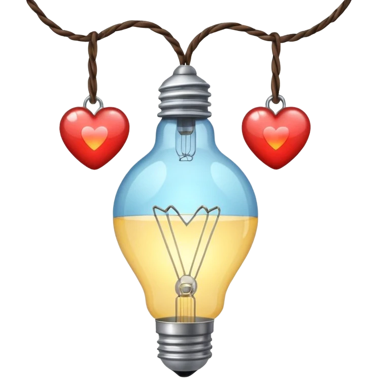 Light bulb with heart strings emoji