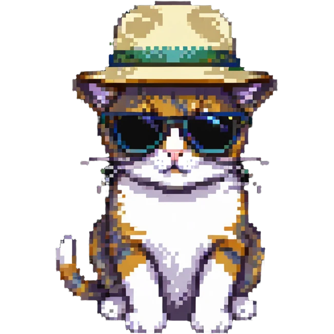 cat wearing sunglasses and a hat emoji