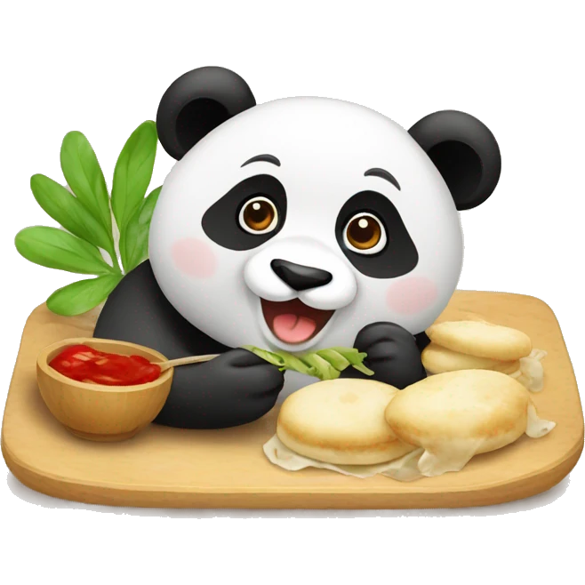 Panda eating Polish Peirogi  emoji