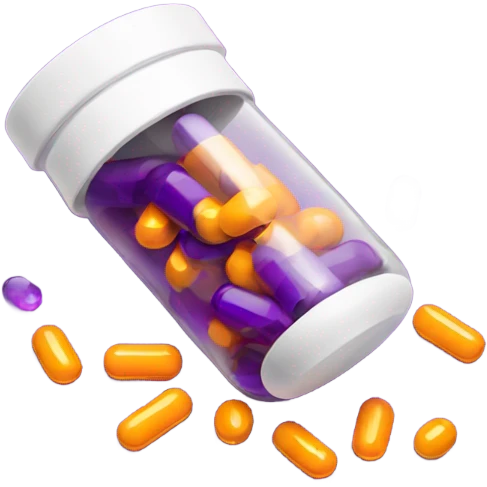 pills spilling from pill bottle purple emoji