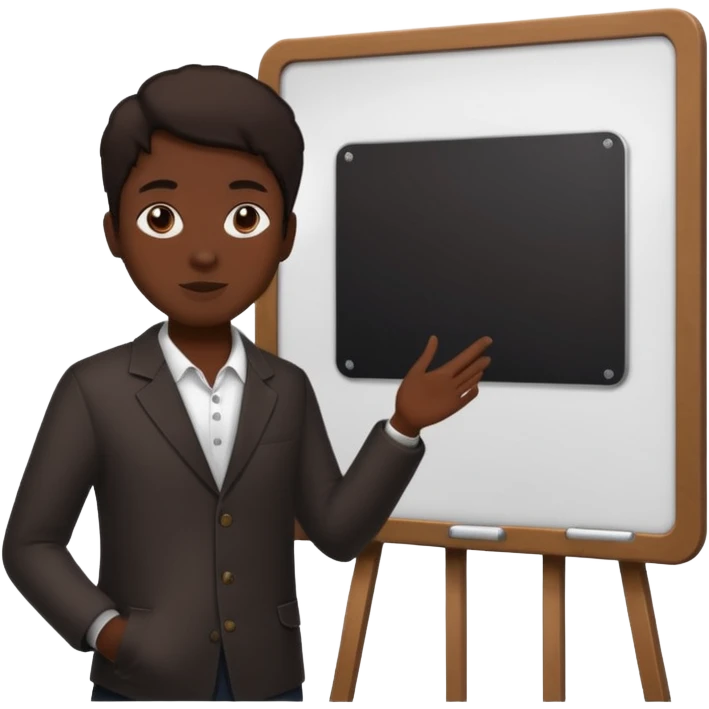person silhouette standing next to a project board emoji