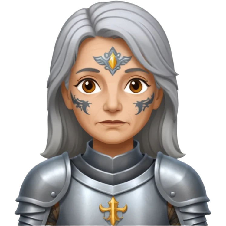 Elderly Tattooed Knights female, with long hair emoji