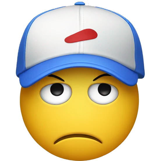 sad smiley face in a sport cap emoji