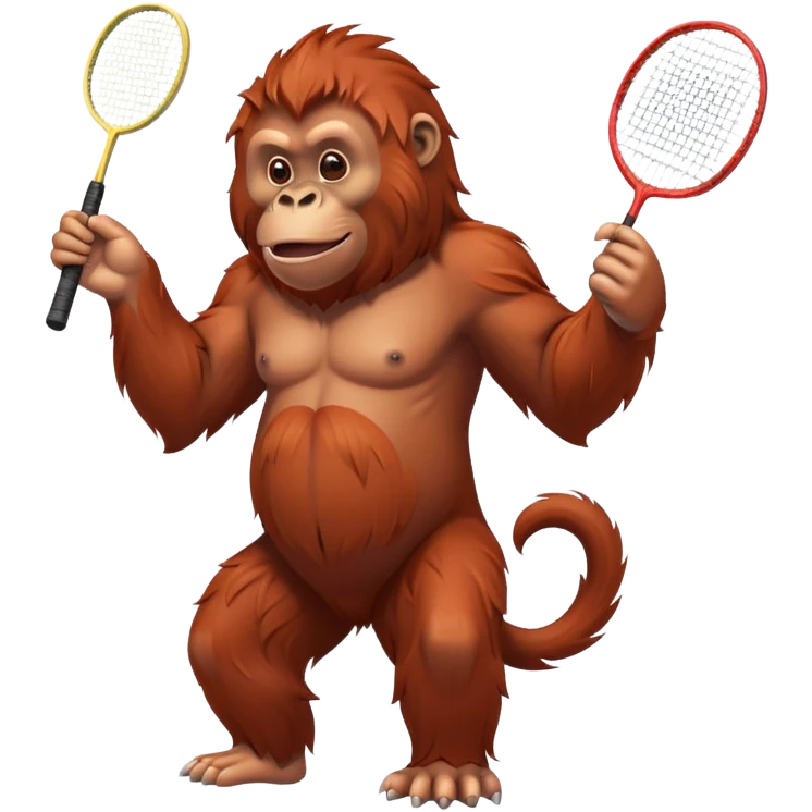 orangutan in a badminton pose emoji