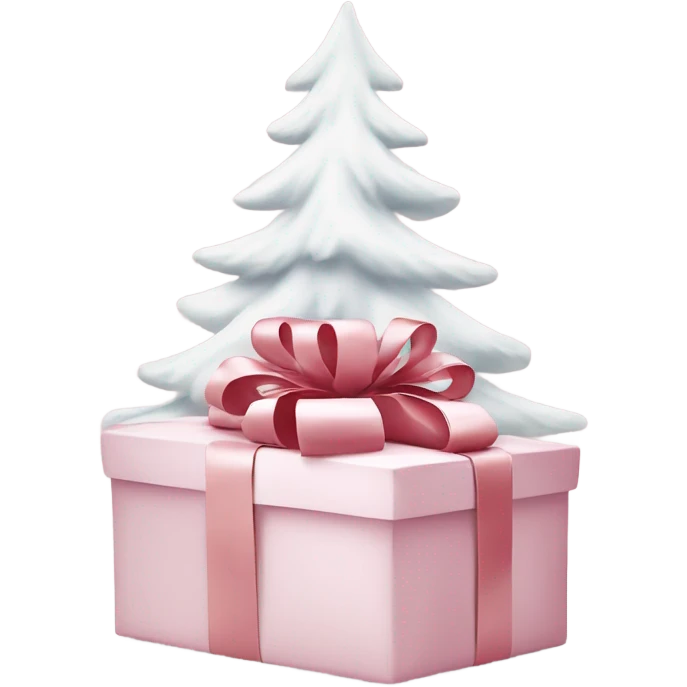 Light pink Christmas gifts under a white Christmas tree  emoji