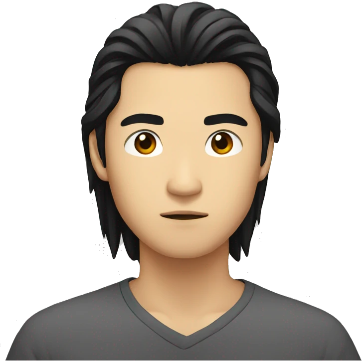 asian guy with long black hair serious face emoji
