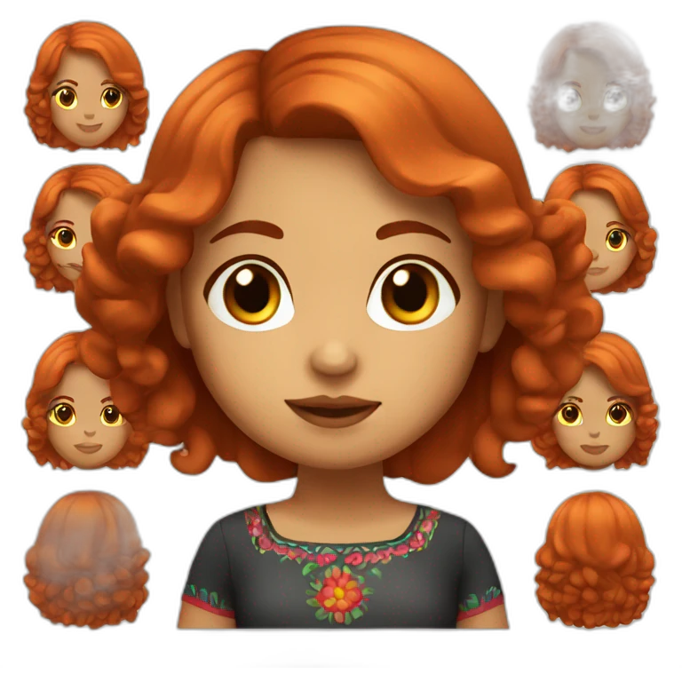 mexican girl with medium red hair and black eyes emoji