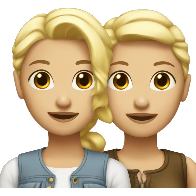A blonde and brunette lesbian couple  emoji