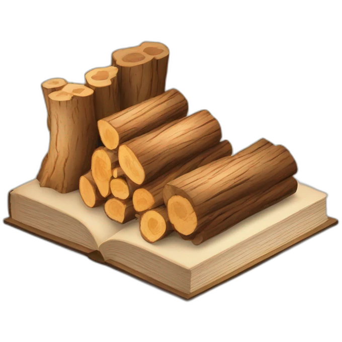 isometric BOOK with picture of wood logs emoji