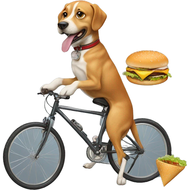 Dog with a bicycle and cheeseburger  emoji