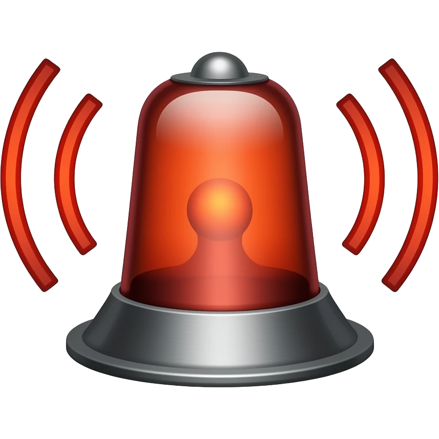A blaring siren with visual sound effects, a label below it with text "Cringe Alarm" with green horror font", filled background emoji