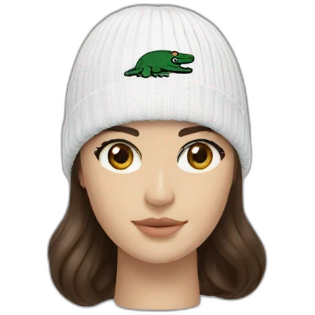 Brunette lacoste beanie with lacoste emoji