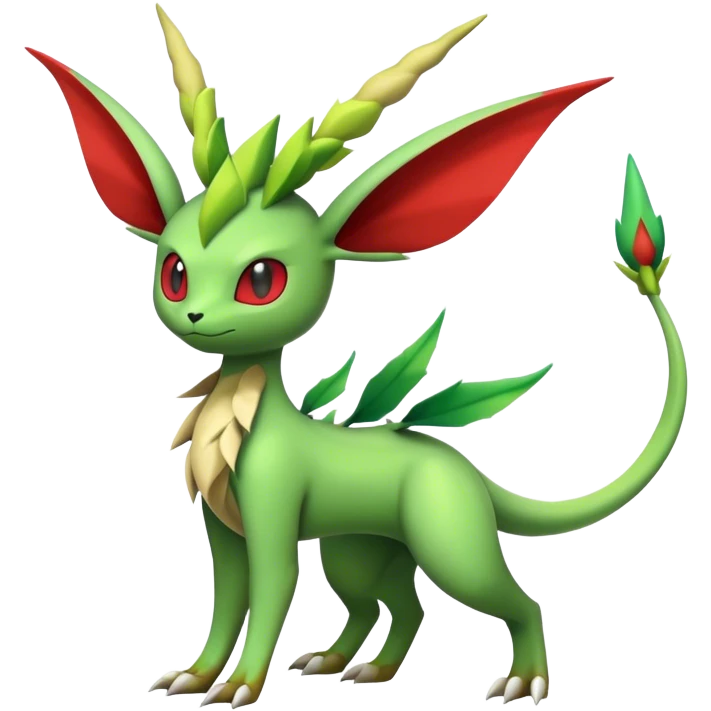 Edgy cool Flygon-Leafeon-Pokémon-hybrid-fusion full body emoji