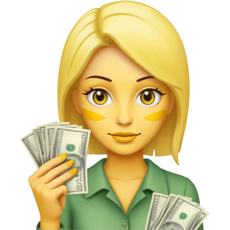 yellow skin woman holding money bills emoji