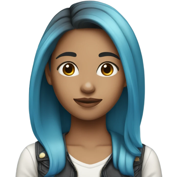 girl with dark blond roots and blue hair along the length (ombre) emoji
