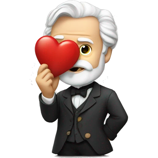 Victor Hugo holds a heart in his hand emoji