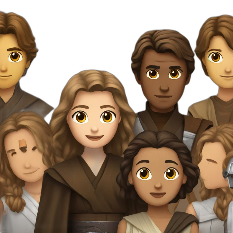 Anakin Skywalker surrounded by young girl emoji