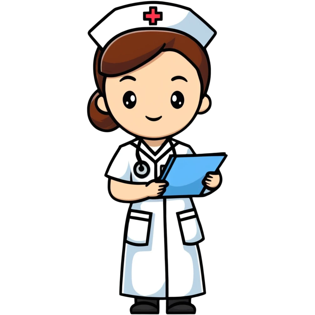 Nurse in uniform checking patients during hospital rounds emoji