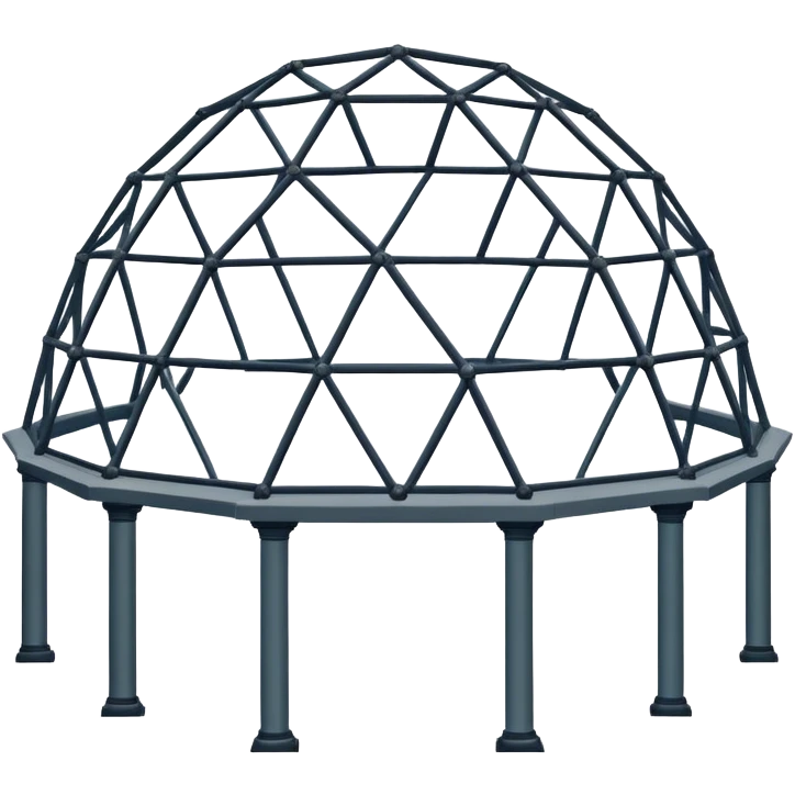 geodesic dome supported by 3 angled columns emoji