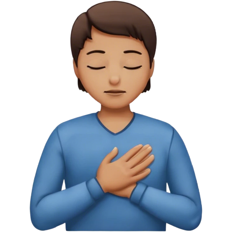 Feel peace by placing your hand on your chest.  emoji